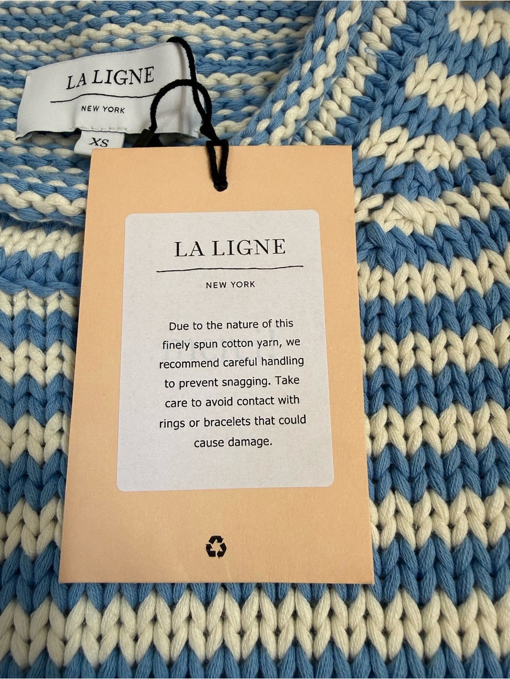 NWT La Ligne Fine Stripe Mini Marina Sweater blue & white - Picture 4 of 14
